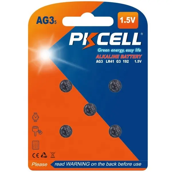 1.5V 0% Hg Alkaline Manganese lr41 ag3 button cell battery watch