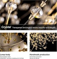 Lustre moderne en forme de boule scintillante pour la décoration intérieure, salon, café, lampe suspendue en cristal LED en forme de pissenlit