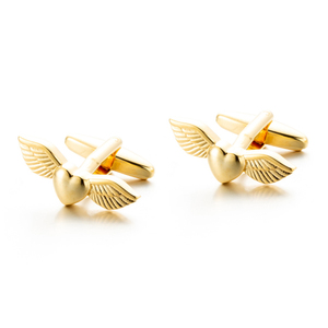 Nhà Sản Xuất Áo Sơ Mi Khuy Măng Sét Cuff Liên Kết Valentine Của Cha Món Quà Ngày Tình Yêu 3D Hình Trái Tim Cánh Vàng Bạc Tùy Chỉnh Trái Tim Khuy Măng Sét - Product Image 1