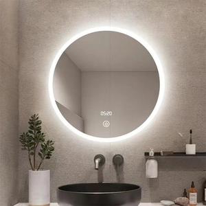 <span class=keywords><strong>Espejo</strong></span> LED <span class=keywords><strong>redondo</strong></span> Circular montado en la pared retroiluminado <span class=keywords><strong>con</strong></span> iluminación desempañadora inteligente personalizada <span class=keywords><strong>con</strong></span> pantalla táctil para baños u hoteles - Product Image 2