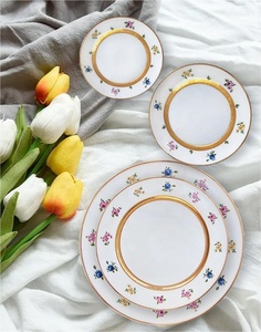 Vajilla clásica europea de alta temperatura tasses DXC Arita <span class=keywords><strong>Meissen</strong></span> Toile <span class=keywords><strong>porcelana</strong></span> anglaise plato China Argent stock caja de regalo - Product Image 1