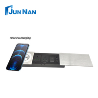 Enchufe de Corriente Deslizante con Cubierta Abatible para Escritorio de Oficina, Montado en Mesa, de Aleación de Aluminio, Venta Directa de Fábrica
