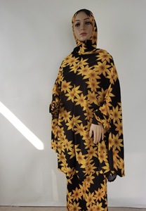 Ready Stock consegna rapida stampa di fiori in poliestere tessuto islamico da donna Eid 2 pezzi felpe con cappuccio Khimar con abito Abaya - Product Image 2