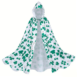 Capa de Disfraz de Trébol Yi Xiaoyi, Unisex, para Adultos, para el Día de San Patricio, Halloween, con Capucha y Patrón Verde y Blanco - Product Image 2