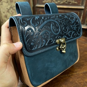 Bolsa de Cintura de <span class=keywords><strong>Cuero</strong></span> Crazy Horse Repujado Vintage, Bolsa de Almacenamiento para Exteriores, Hecha a Mano, para Caza, Senderismo y Camping - Product Image 4
