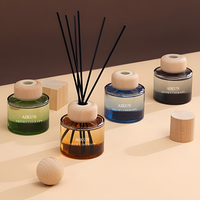 Diffuseur de parfum AIKUN en verre givré avec bouchon en bois et bâtonnets en rotin, coffret cadeau pour la maison, l'hôtel, le spa