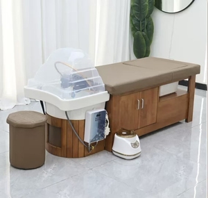 Solid wood hair washing and haircutting salon dedicated water circulation steam heating water foot <b>bath</b> integrated bed - Product Image 2