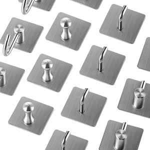 304 Stainless Steel Wall <b>Hook</b> Square Brushed Finish No Drill Required Coat And Cap Holder For Door Or Wall Mounting - Product Image 5