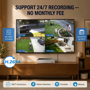 Sistema de Seguridad CCTV Híbrido de 8 Canales y 1080P, 4 Cámaras Exteriores Tipo Bala, 4 Cámaras Interiores Tipo Domo, Sistema de Monitoreo de Seguridad Resistente a la Intemperie IP66 - Product Image 3