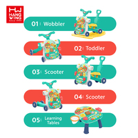 HW TOYS Cadre en plastique multifonctionnel Trotteur bébé 4 roues Voiture à bascule à manivelle Poussette portable pour nourrissons