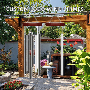 Carillons à vent apaisants et melodiques de 32 pouces avec logo personnalisé, en aluminium thermolaqué, ornements de jardin, cadeaux pour la cour et les voisins - Product Image 2