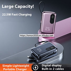 PD 22.5W ricarica rapida 10000mah Power Bank costruito in 2 cavi <span class=keywords><strong>P</strong></span> Mini caricatore portatile USB-C uscite Premium leggero Powerbank - Product Image 4