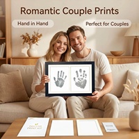 Kit de 3 empreintes de mains et de pieds de bébé sans encre avec cadre photo noir, ensemble cadeau souvenir pour nouveau-né