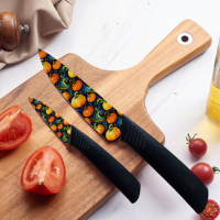Set Pisau Lipat 4 Buah dengan Bilah Keramik dan Gagang Plastik, Aman untuk Mesin Cuci Piring, Pisau Serbaguna Ambidextrous Anti Lengket