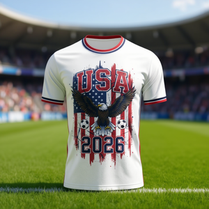 Maglia da Tifoso USA WC 2026 Personalizzabile con Nome e Numero 10, Design Aquila Bianco Rosso Blu - Product Image 3