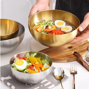 Récipient de nourriture de cuisine en argent doré Bassin de cuisson Bol de mélange de cuisson Snacks Bol de nouilles Ramen Bol à salade en acier inoxydable - Product Image 1