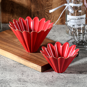 Filtre à café en céramique cannelé personnalisé en gros - Tasse filtrante à bord doré motif floral pour <span class=keywords><strong>barista</strong></span> de café et HoReCa en gros - Product Image 4