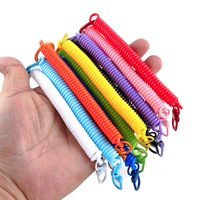 Porte-clés en spirale rétractable multicolore de mode en gros, anti-vol, anti-perte, extensible, en plastique de haute qualité