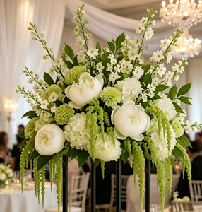Boule de <span class=keywords><strong>fleurs</strong></span> blanche et verte tendance LUYI, style <span class=keywords><strong>jardin</strong></span>, 20-30 cm, centre de table artificiel pour décoration de mariage - Product Image 1