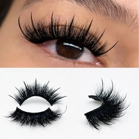 Vente en gros 5D Fluffy Faux Vison Extensions de Cils 15mm-20mm 3D Naturel D Curl Russe Spike Lashes Bande Complète Faux Cils