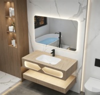Ensemble de meuble-lavabo de salle de bain en dalle de pierre, blanc, étanche, avec un seul tiroir et un seul lavabo, 32 et 40 pouces, pour hôtel, vente en gros