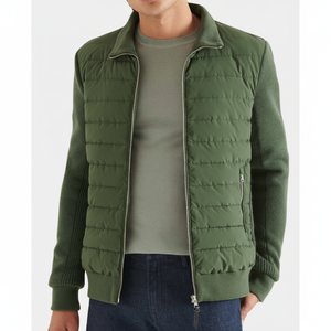 Recién llegado de invierno, chaqueta acolchada de lona para hombre, logotipo personalizado, mangas largas de lana, impermeable, transpirable, venta al por mayor, Panel acolchado - Product Image 1