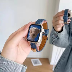 Correa de Reloj de Lona Vaquera y Cuero para <span class=keywords><strong>Apple</strong></span> <span class=keywords><strong>Watch</strong></span>, Modelo Slender Bear, Accesorios Deportivos - Product Image 3