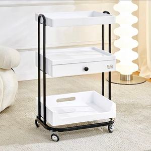 Chariot de salon de coiffure en métal doré et blanc pour extensions de cheveux, équipement de salon de beauté, coiffure - Product Image 3