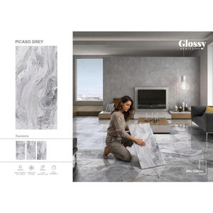 Vistaar Fortune Grey Marble Look Digital Polished Porcelain Tiles 600x1200mm 8.3mm India Export Quality - Product Image 6