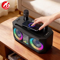 Altavoz de Karaoke de carga inalámbrica de 15W Altavoz Bluetooth portátil de 40W con micrófono y soporte para teléfono