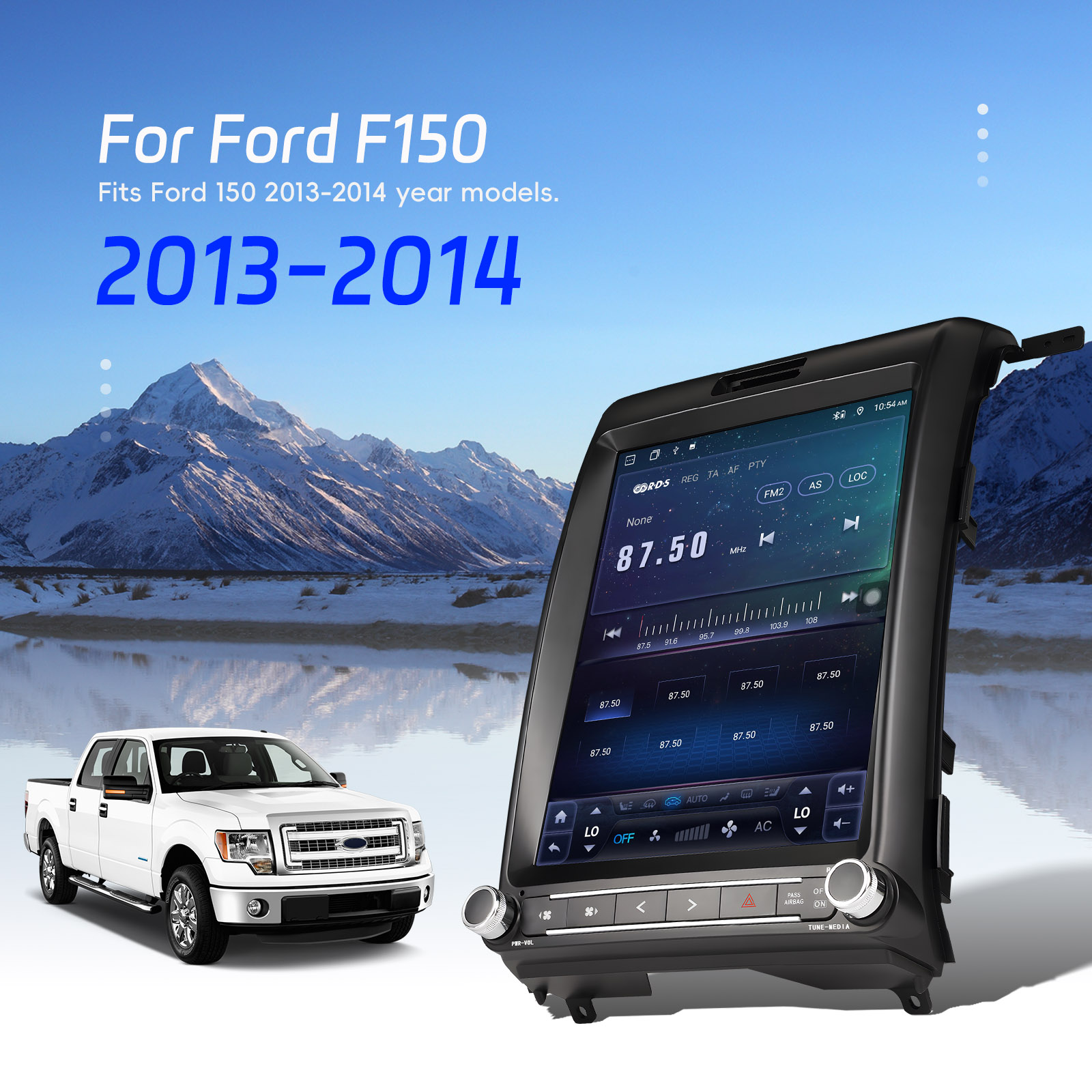 Hikity for Ford F150 12.1" TS10 Car Radio 8 Core Android Car Stereo 4+64GB Carplay Android Auto 4G WiFi DSP GPS BT AM/FM/RDS OEM