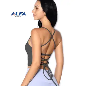 ALFA NS Workout Crop Top Sexy Tank Top for Women Athletic Wear with Built in Padded Backless Sports Bra for Women Fitness