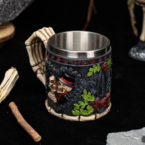 Tazas Creativas y Únicas con Diseño de Fantasma, Taza de Matrimonio con Esqueleto de Halloween, Taza de Cerveza y Café de Acero Inoxidable, Taza de Pareja con Calavera 3D de Resina - Product Image 5