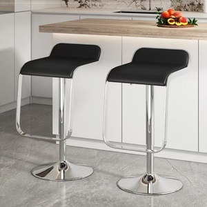 Sillas de Bar Giratorias Ajustables Tapizadas en Cuero para Restaurante, Base de Metal Cromado, Taburete de Cocina <span class=keywords><strong>Italiano</strong></span> - Product Image 5