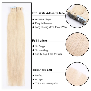 許昌ハーモニーヘア <span class=keywords><strong>20</strong></span>インチ 2.5g/本 50g/パック 100%人毛 ピュアバージンレミーヘアエクステ インビジブルテープインヘアエクステ - Product Image 2