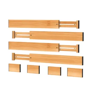 5 séparateurs de tiroirs en bambou, 17 à 22 pouces, séparateur de tiroirs, organisateur à ressort réglable de Long