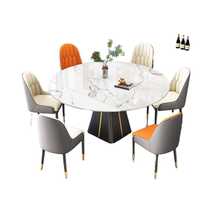 Set Tavolo <span class=keywords><strong>da</strong></span> <span class=keywords><strong>Pranzo</strong></span> Rotondo Allungabile con Piano in Marmo di Lusso Moderno e Sedie <span class=keywords><strong>da</strong></span> 4 6 8 Posti per Arredamento Soggiorno di Design - Product Image 6