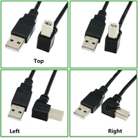 Cable de Extensión USB 2.0 Tipo AM a BM, con Revestimiento de Aluminio y Trenzado, para Transferencia de Datos de Alta Velocidad, Impresión y Conexión en Ángulo Recto