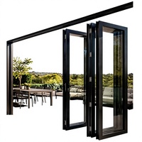 Porte pliante en aluminium à double vitrage trempé, moderne, pour séparation de pièce ou patio