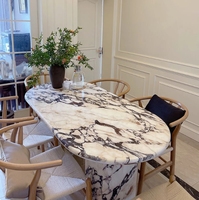 Ensemble de table à manger en marbre blanc Calacatta moderne et écologique de luxe pour la maison, la villa, la cuisine et le salon