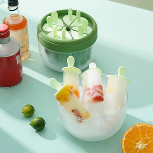 Molde de Plástico Verde y Naranja al por Mayor para Hielo, Bandeja DIY para Helados y Postres, Fabricante de Cubos Caseros con Suministros para Fiestas de Verano - Product Image 1