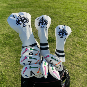 Venta al por mayor <span class=keywords><strong>Golf</strong></span> Club Headcovers Spade A #1 #3 #5 <span class=keywords><strong>Golf</strong></span> Driver Fairway Hybrid Wood Head Covers con etiquetas numéricas - Product Image 4