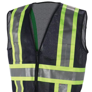 Wholesale ANSI Class 2 Back Cross Safety Vest Fabric <strong>Hi</strong> <strong>Viz</strong> Security Vest Mesh Black Tool Vest with logo for the Night - Product Image 2