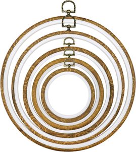Imitated Wood Display <b>Frame</b> ,Circle and Oval <b>Embroidery</b> Kits,<b>Embroidery</b> Hoop Ring Plastic Cross Stitch Hoops Set - Product Image 1