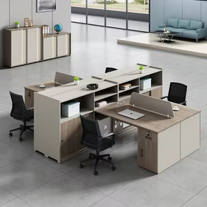 Mesas de Oficina con Compartimentos, Muebles Modernos para <span class=keywords><strong>Call</strong></span> <span class=keywords><strong>Center</strong></span>, Estación de <span class=keywords><strong>Trabajo</strong></span> con Partición de Madera para Computadora - Product Image 5