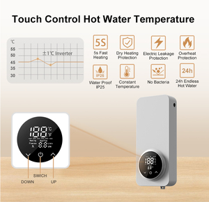 เครื่องทำน้ำอุ่นแบบติดผนัง 5KW 230V ไม่มีถังเก็บน้ำ พร้อมระบบป้องกันไฟรั่ว ELCB ควบคุมอุณหภูมิคงที่ อัตราการไหลสูง ใช้ในบ้าน รถยนต์ โรงแรม กำลังไฟสูง 6000W ให้ความร้อนทันที - Product Image 4