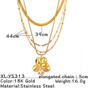 Kalung Bunga Berlapis Emas 18K Desain Unik, Anti Air, Dapat Disesuaikan, dari Baja Anti Karat, Perhiasan Trendy yang Dapat Ditumpuk untuk Wanita - Product Image 5