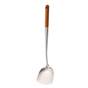 304 Stainless Steel <b>Kitchenware</b> Chef's Spatula with Extended Wooden Handle, Household Riveted Reinforced Spatula/Stir-fry Spoon - Product Image 5