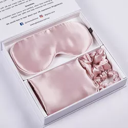 Nuovo popolare basso MOQ 100% raso di seta naturale federa maschera per gli occhi scrunchies set fodera per cuscino in seta - Product Image 5