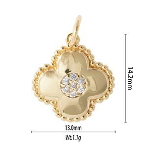 Fashion Pendants Charms 18k Gold Plated Zircon Micro Insert Heart Star Clover DIY Jewelry Accessories Unisex Necklace Decor - Product Image 2